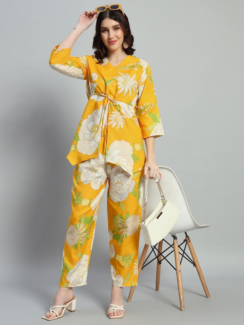 Inaaya Kaftan Set- Yellow